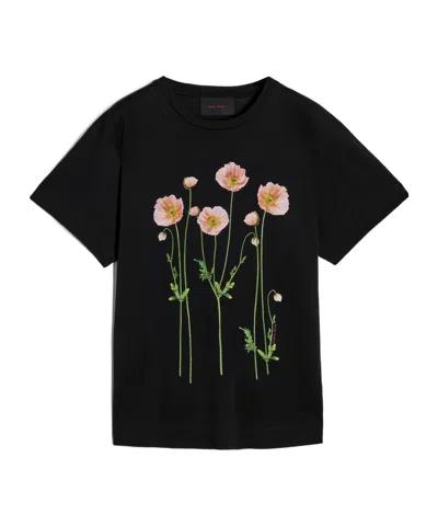 Simone Rocha Poppy-print T-shirt In Black