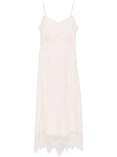Simone Rocha Powder-pink Silk-blend Crepe De Chine Dress By . Straight Cut. Adjustable In White