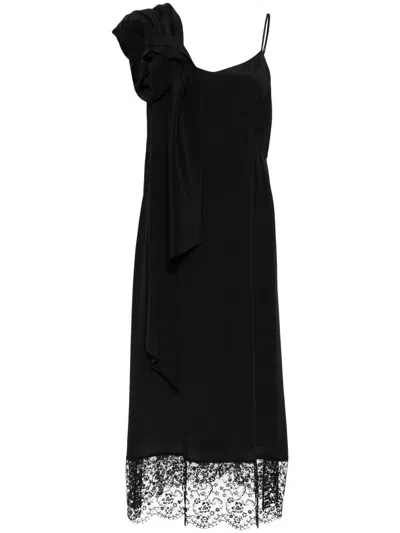 Simone Rocha Black Pressed Rose Midi Dress