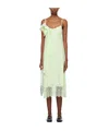 Simone Rocha Green Pressed Rose Midi Dress In White