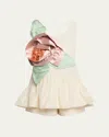 Simone Rocha Pressed Rosette Bubble Peplum Top In Neutral