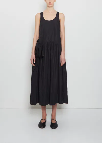 Simone Rocha Pressed Rosette Cotton Flounce Dress In Black