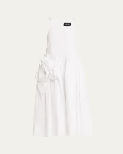 Simone Rocha Pressed Rosette Cotton Sleeveless Midi Dress In White