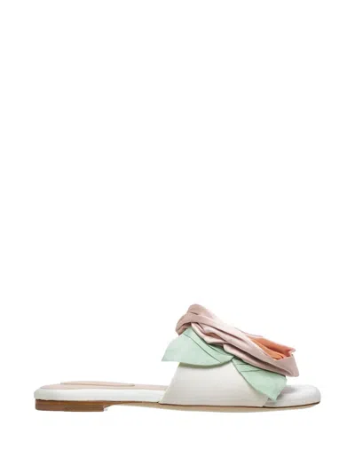 Simone Rocha Pressed Rosette Slide Satin In White