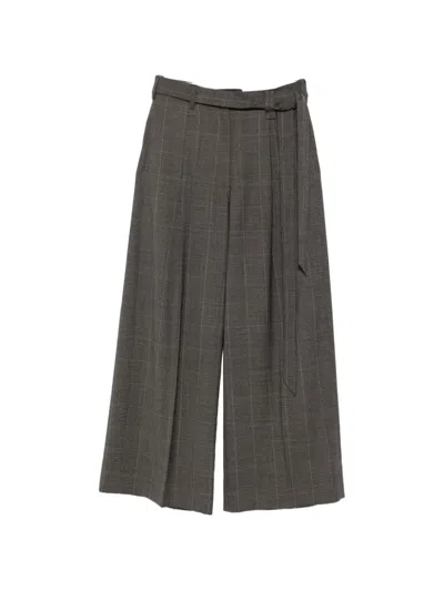 Simone Rocha Prince Of Wales Check Belted Trousers In Gray