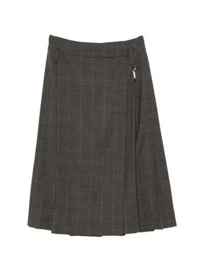 Simone Rocha Tailored Clip Kilt Glen Plaid Stretch Wool Midi Skirt In Black