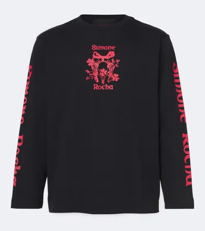 Simone Rocha Printed Cotton Jersey T-shirt In Black