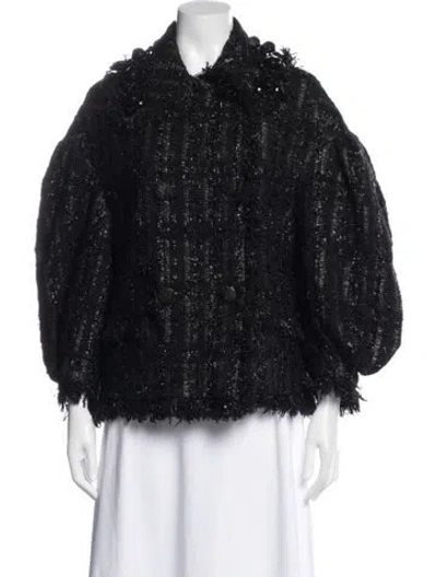 Pre-owned Simone Rocha Printed Faux Fur Jacket In Black