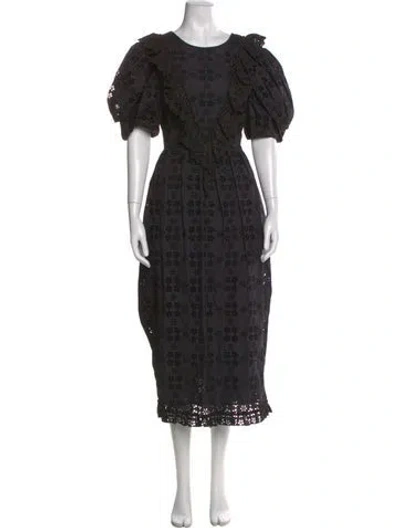 Pre-owned Simone Rocha Printed Long Dress In Black