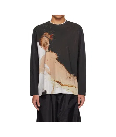 Simone Rocha Printed Long-sleeve T-shirt In Black