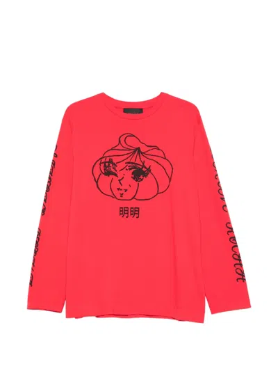 Simone Rocha Printed Long-sleeve T-shirt In Red
