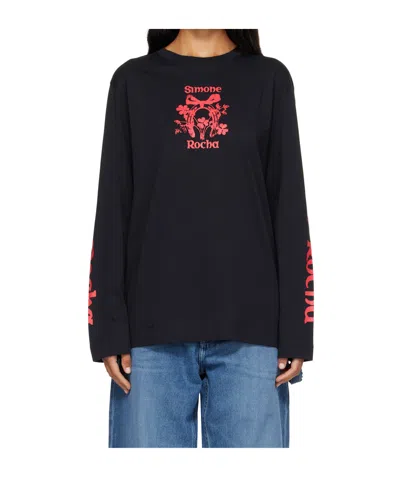Simone Rocha Logo-printed Cotton-jersey T-shirt In Black