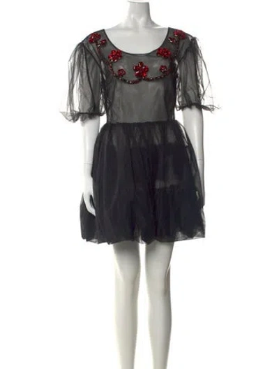 Pre-owned Simone Rocha Printed Mini Dress In Black