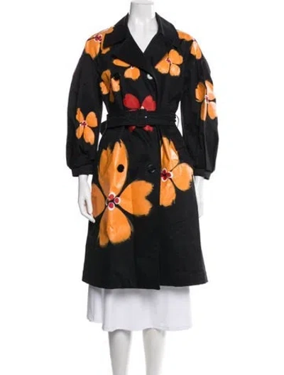 Pre-owned Simone Rocha Printed Trench Coat In Black