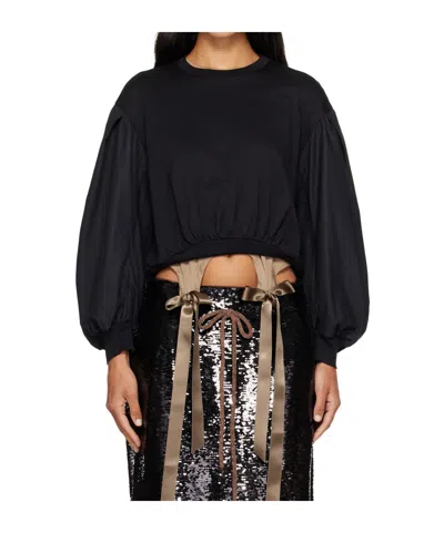 Simone Rocha Puff Sleeve Balloon Long-sleeved T-shirt In Black
