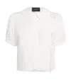 Simone Rocha White Cropped Bow Slit Puff Sleeve Shirt In Ivory