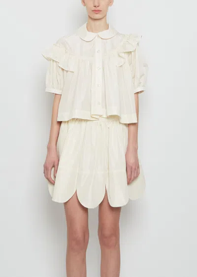 Simone Rocha Puff Sleeve Cropped Shirt In White