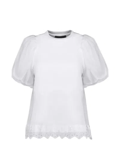 Simone Rocha Puff-sleeve Lace T-shirt In Red