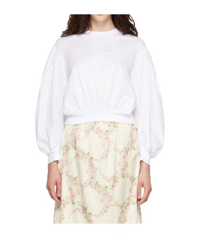 Simone Rocha Puff Sleeve Lantern Top In White