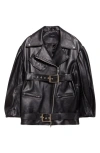 Simone Rocha Puff-sleeved Multi-strapped Leather Motorcycle Jacket In Black