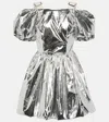 Simone Rocha Puff-sleeve Metallic Minidress In Silver