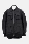 Simone Rocha Puff Sleeve Multi Pocket Bomber Jacket In Black