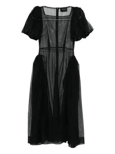 Simone Rocha Puff-sleeve Sheer Dress In Black