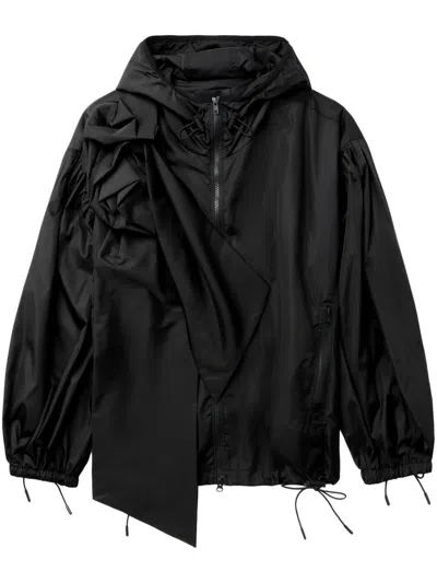 Simone Rocha Pressed Rose Hooded Jacket In Black
