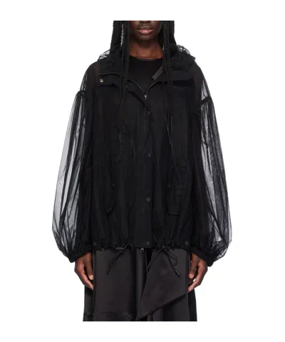 Simone Rocha Puff Sleeve Trapeze Casual Jacket In Black