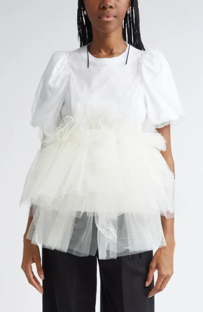 Simone Rocha Puff Sleeve Tutu Top In White