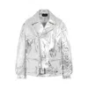 Simone Rocha Puff-sleeve Metallic Leather Biker Jacket In Silver