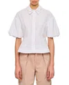 Simone Rocha Puff Sleeves White Shirt With Pearl-embellished Collar In White