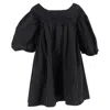 Simone Rocha Puffed Sleeve Mini Dress In Black Polyamide In Black