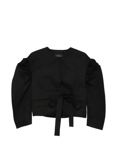 Simone Rocha Puffed-sleeve Tie Jacket In Black