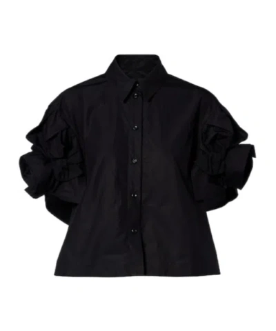 Simone Rocha Puff-sleeve Cotton Shirt In Black