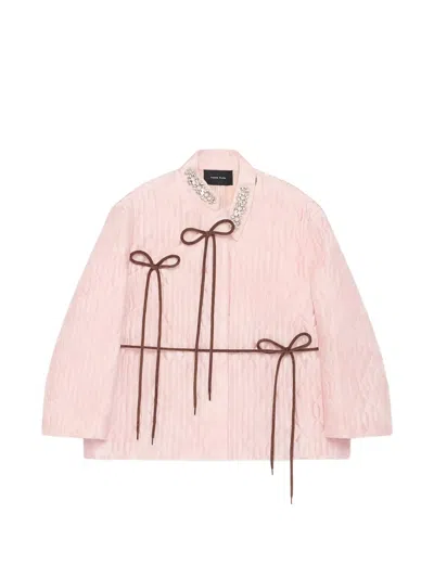 Simone Rocha Quilted Crystal-embellished Jacket In Pink