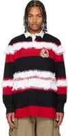 Simone Rocha Red & Black Ruffle Rugby Polo In Multi