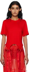 Simone Rocha Easy Bow-detail Short-sleeve T-shirt In Red