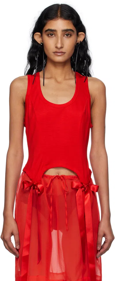 Simone Rocha Red Bow Tail Easy Tank Top
