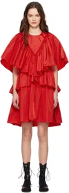 Simone Rocha Red Short Ruffle Minidress In Red
