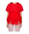Simone Rocha Layered Ruffled Cotton-jersey And Tulle T-shirt In Red