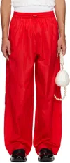 Simone Rocha Wide-legged Belted Track Pants In Red