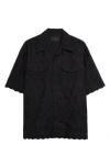 SIMONE ROCHA RELAXED FIT COTTON EYELET CAMP SHIRT