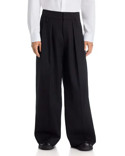 Simone Rocha Relaxed Wide Leg Pleated Pants In Black