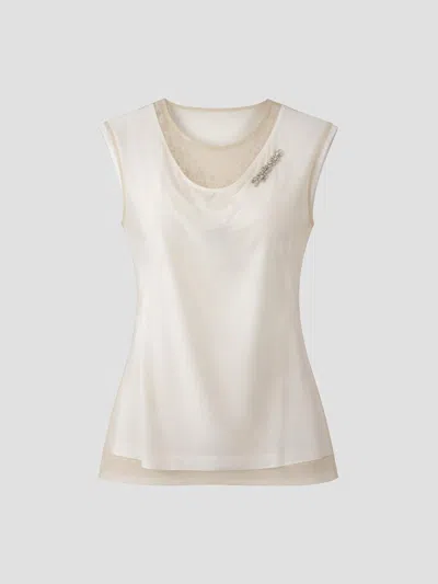Simone Rocha Rendered Liquid Cap Sleeve T-shirt In Wht/nude/prl/clr