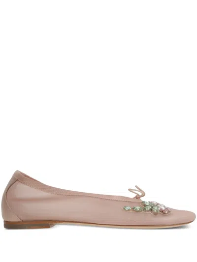 SIMONE ROCHA RHINESTONE-APPLIQUÉ MESH BALLET FLATS