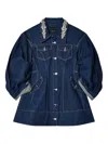 Simone Rocha Rhinestone-collar Denim Jacket