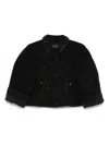 Simone Rocha Sculpted Cropped Denim Jacket W Emb In Black