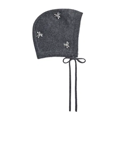 Simone Rocha Ribbed Knit Hat In Grey