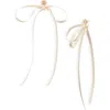Simone Rocha Ribbon Bow Drop Earrings In Neutral